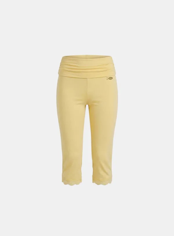 [w-srt26-033] Everyday Lace Capri Pants - Yellow