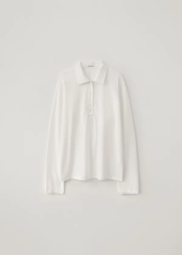 Rise collar button top (white)