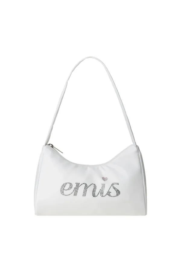 RHINESTONE HOBO BAG-WHITE
