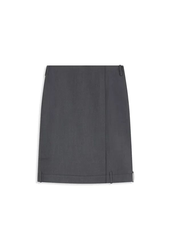 TAILORED TROUSER MIDI SKIRT, CHARCOAL