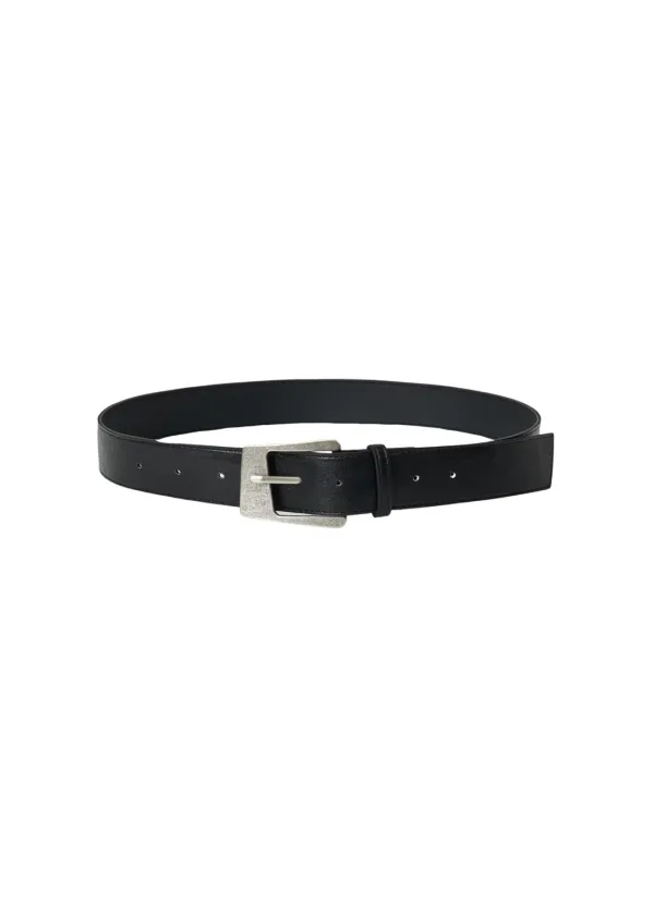 TRAPEZ LEATHER BELT, BLACK