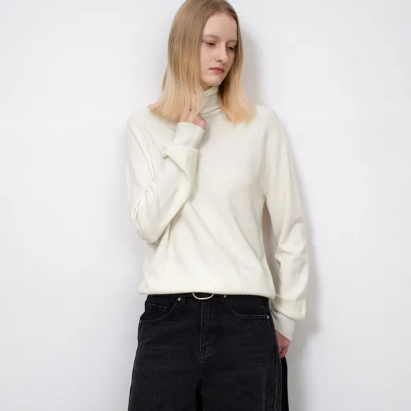 (Z-T-7140)ESSENTIAL WHOLE GARMENT LOOSE FIT HIGH NECK KNIT