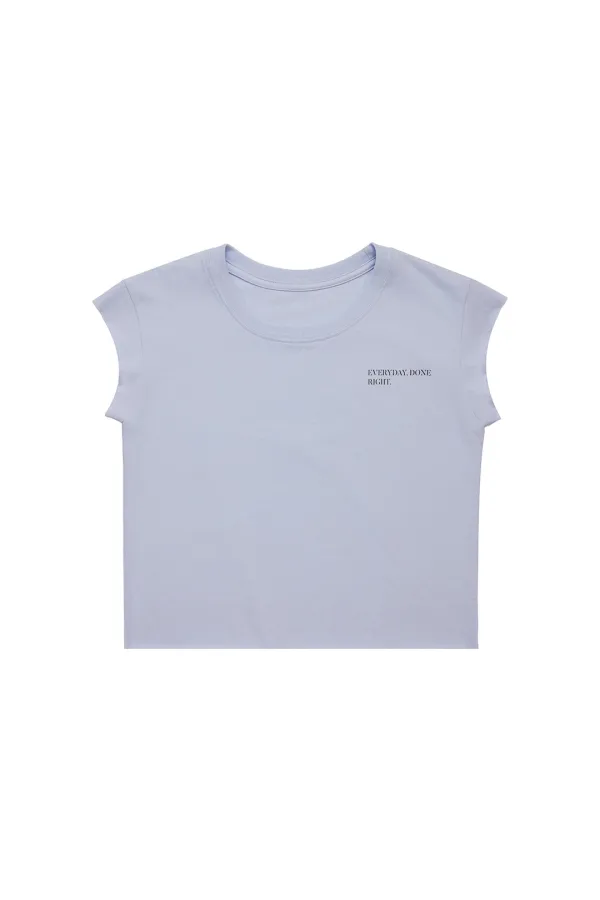 Y. CAP SLEEVE T-SHIRT LIGHT BLUE