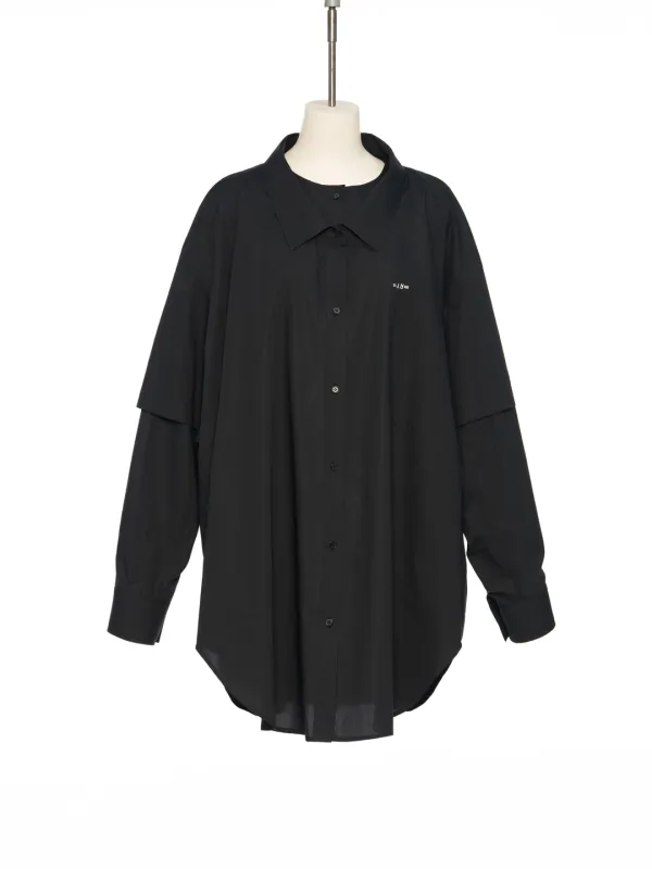 FW25 BLACK LAYERED SHIRT DRESS