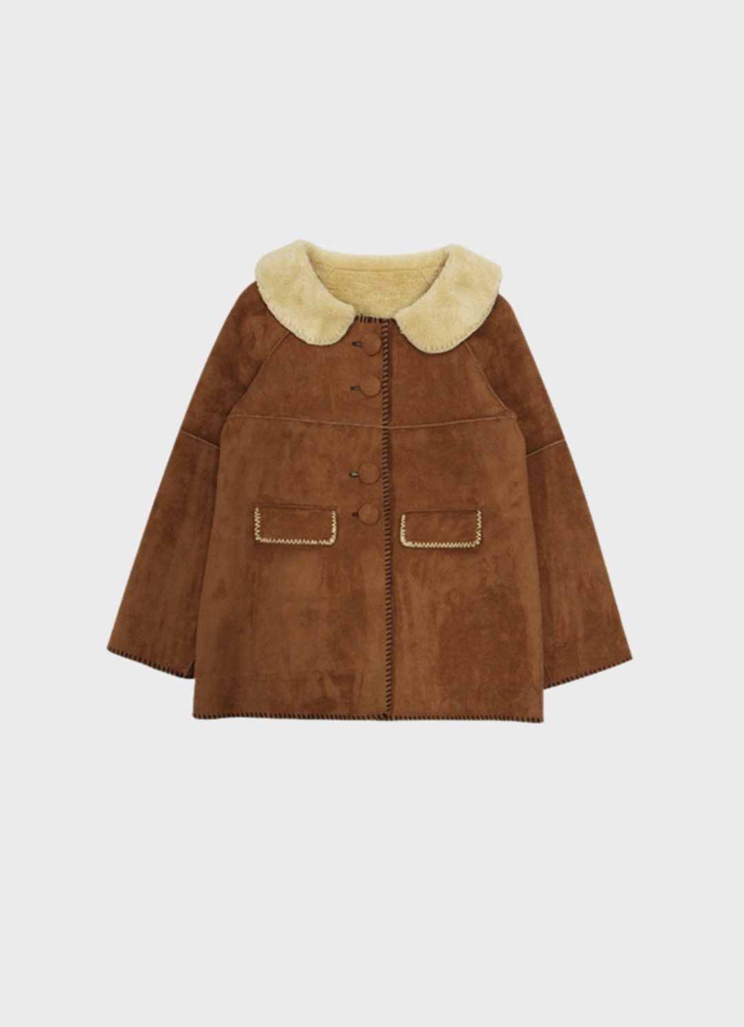 프레클 round-collar midi shearling coat 상품 이미지 3
