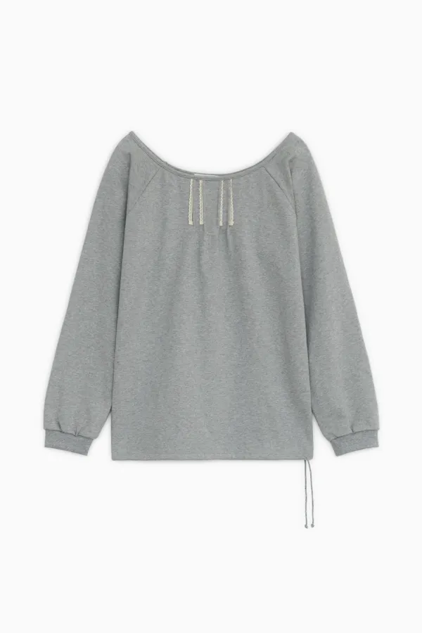 [10/6 SOON] U-NECK LACE SWEATSHIRT, GRAY
