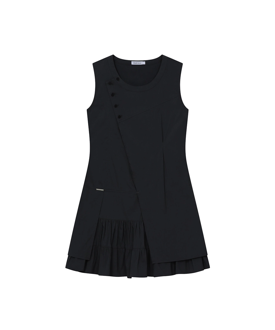 미세키서울 [Hannah X Misekiseoul] Hannah ruffle layered midi onepiece BLACK 상품 이미지 1