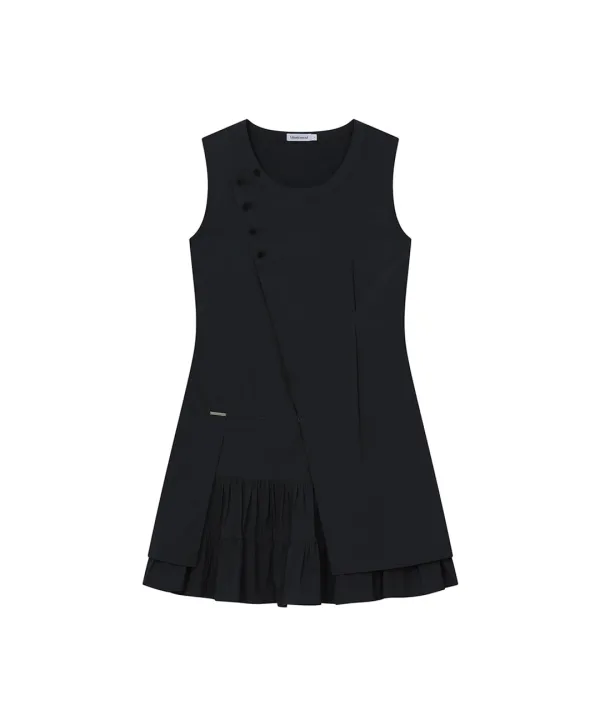 [Hannah X Misekiseoul] Hannah ruffle layered midi onepiece BLACK