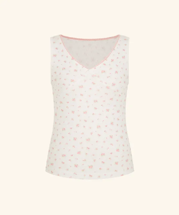 Flower Lace Sleeveless Top (Pink)
