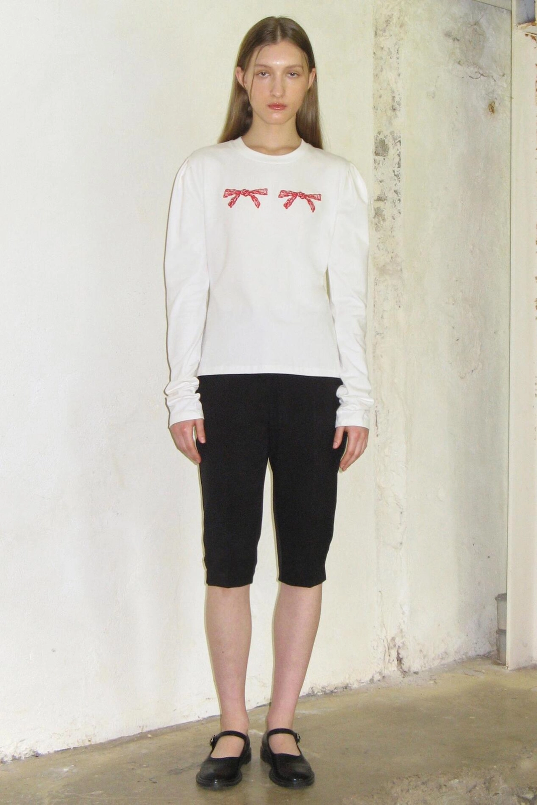 시눈 Ribbon Puff Long Sleeve (White) 상품 이미지 1
