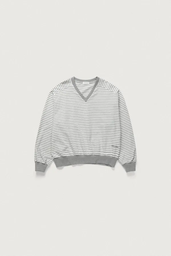 LOOSE FIT STRIPED SWEATSHIRT [MELANGE GRAY]