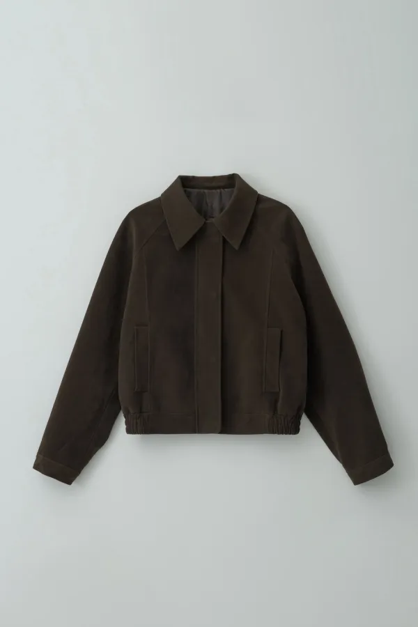 [6차 리오더] SUEDE PLEATS BOMBER JACKET_DARK BROWN
