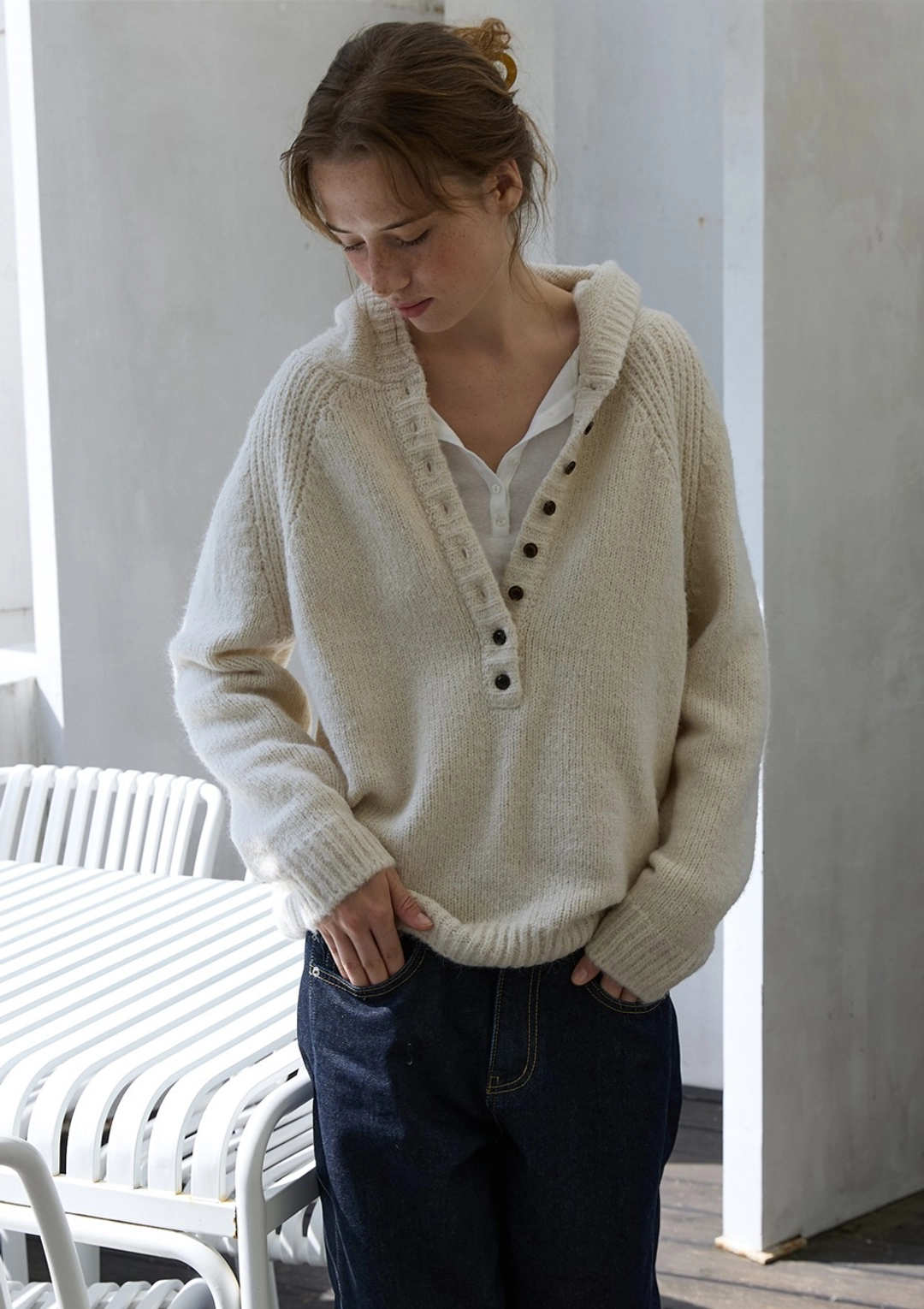 오픈도어 Cloud Alpaca Hoodie Knit Ivory 상품 이미지 2