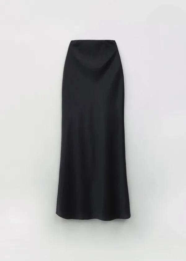 26FW 달리아 아세테이트 롱 스커트 - Black