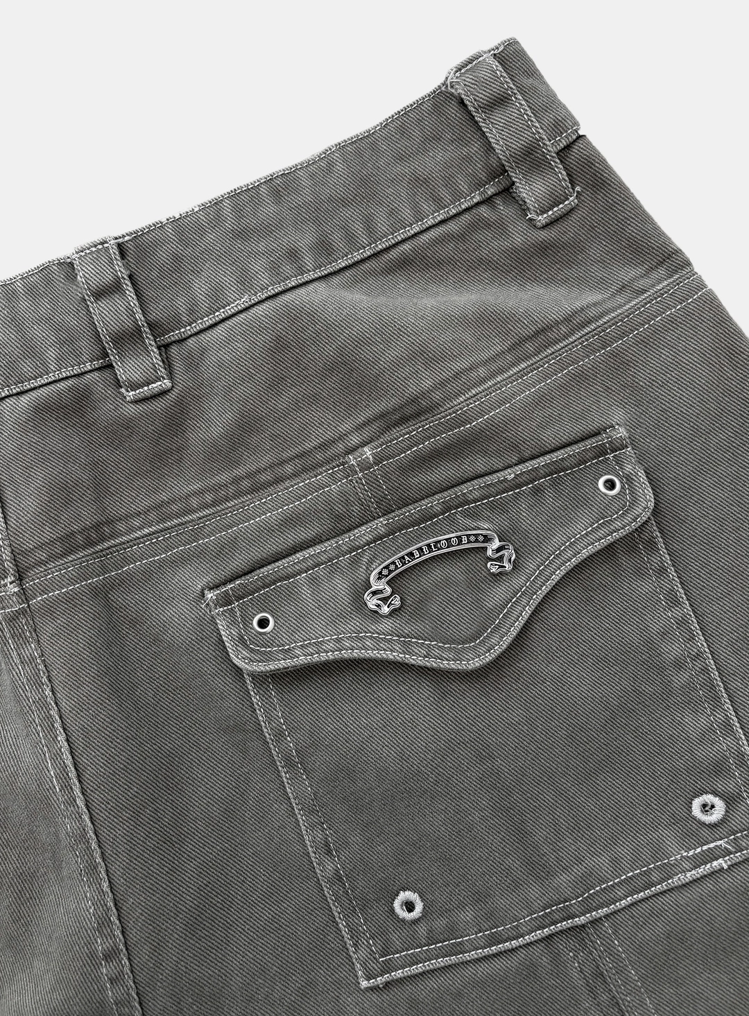 배드블러드 [w-pts26-067] Arc Curved Fit Cargo Pants - Khaki Grey 상품 이미지 3
