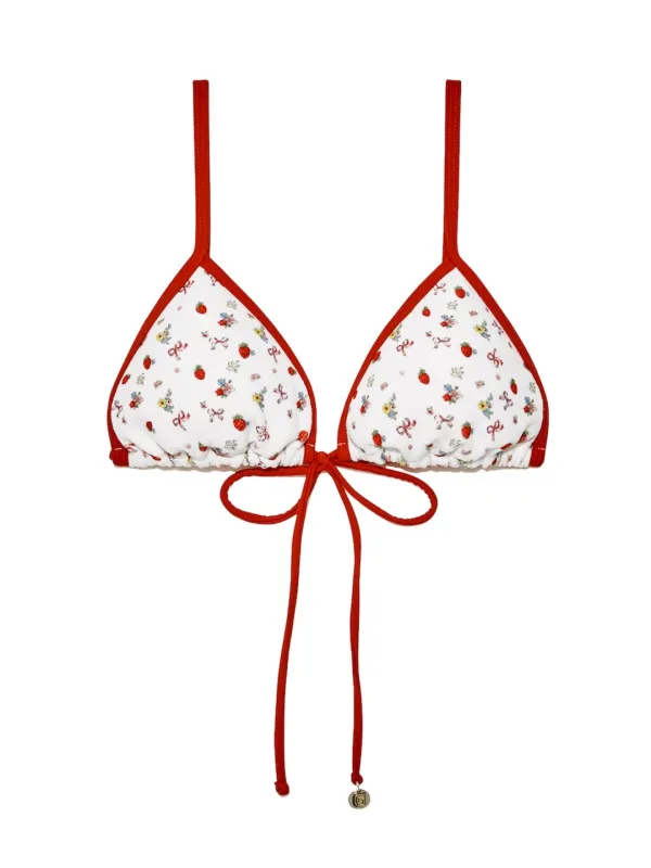 TRIANGLE BIKINI TOP (STRAWBERRY BOW)