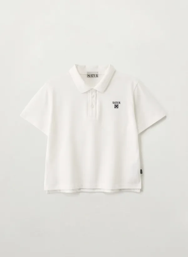 (W) Loren Pique Polo T-Shirt - White