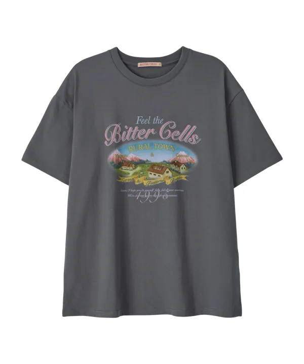 Rustic Town Tee-Dark Grey
