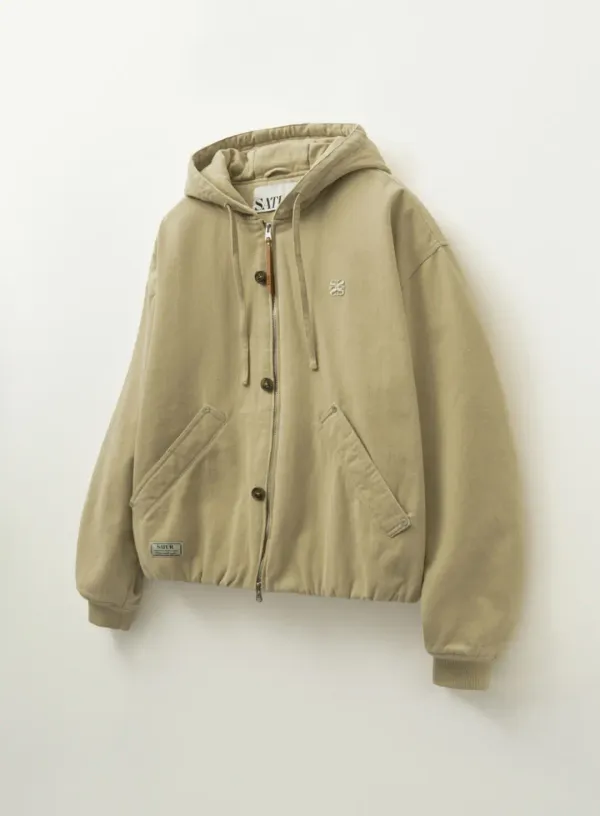 Teo Padded Hooded Zip-up - Beige