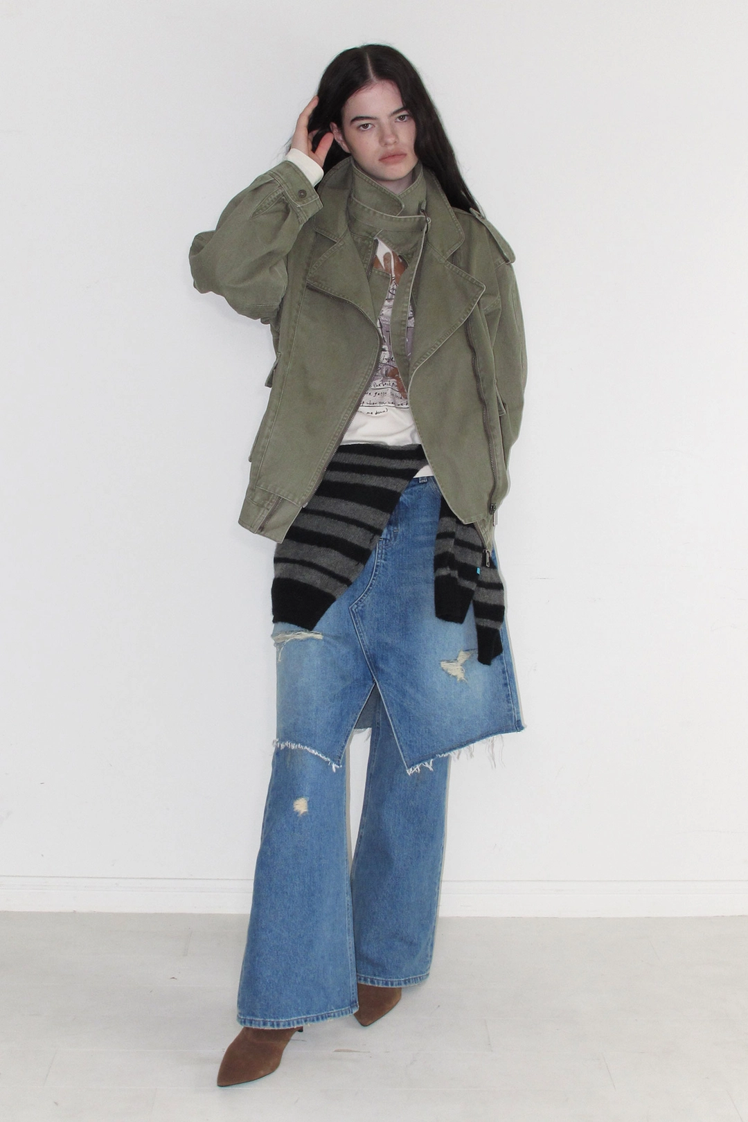 인스턴트펑크 H LINE SLIT DENIM SKIRT - BLUE 상품 이미지 2