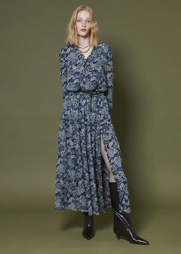 ETHNIC PAISLEY DRESS _BLUE