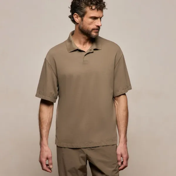 Heavy Luxe Jersey Oversized Polo - Light Olive