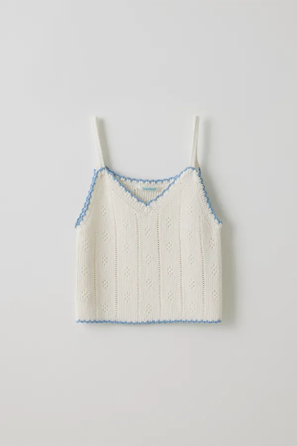 T/T Tipped lace knit top (blue)