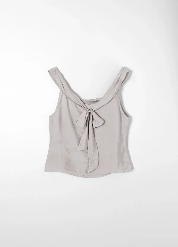 Soft Tie Blouse (Pale Grey)