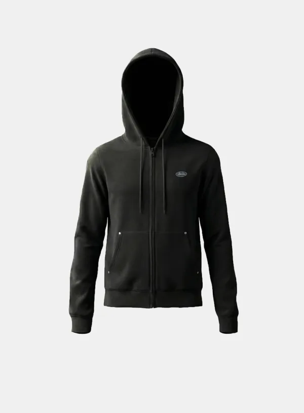 [w-hde26-015] BS Soft Terry Zip-Up Hoodie - Black