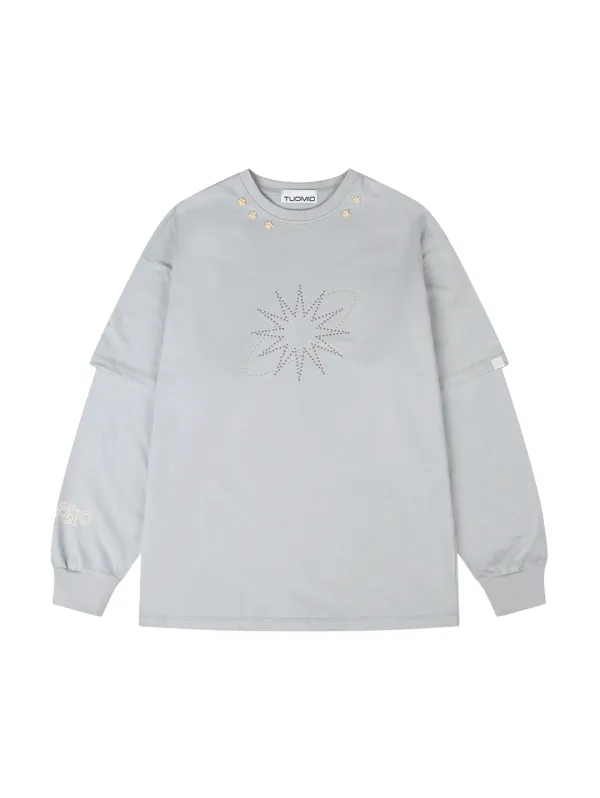 STAR STUD LAYERED LONG SLEEVES [LIGHT GREY]