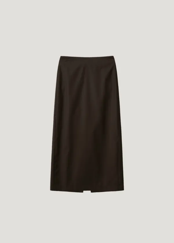 [2nd] Straight Summer Wool Skirt_Brown