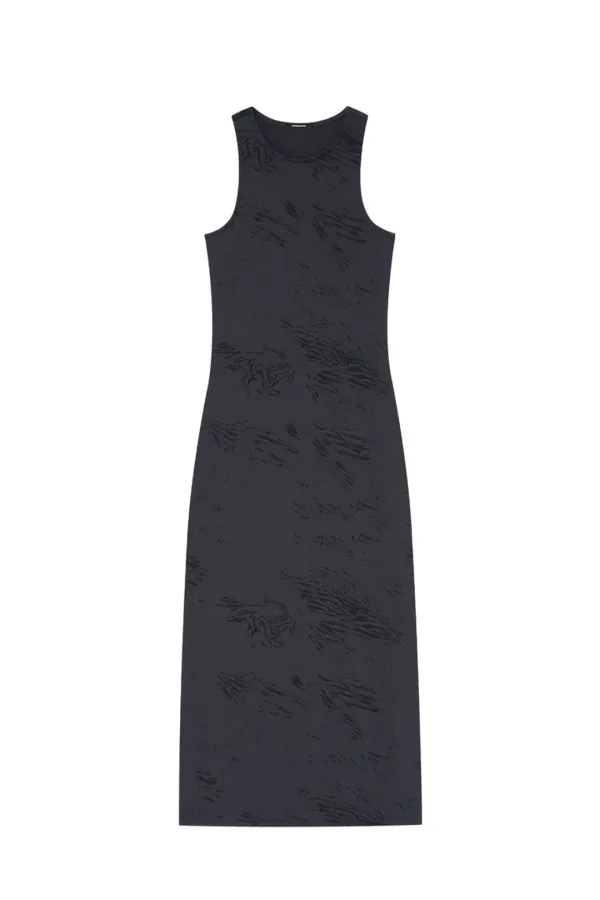 ZEBRA JERSEY MAXI DRESS (CHARCOAL)