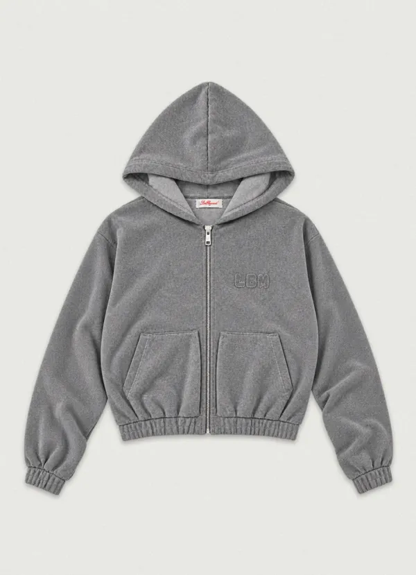 Velour Hood Zip-Up [gray]