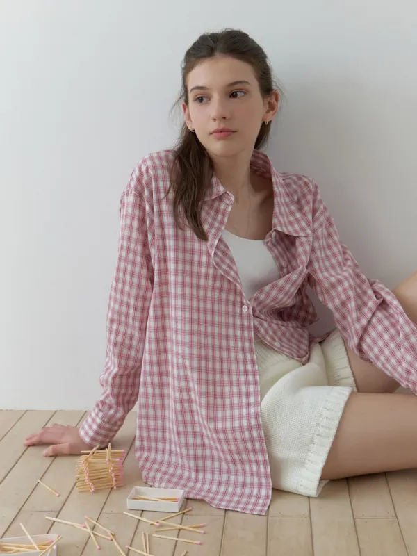 Hove overfit shirt (m/pink check)