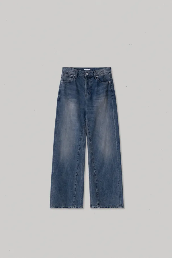 38205_Blue Mid-Rise Wide-Leg Jeans
