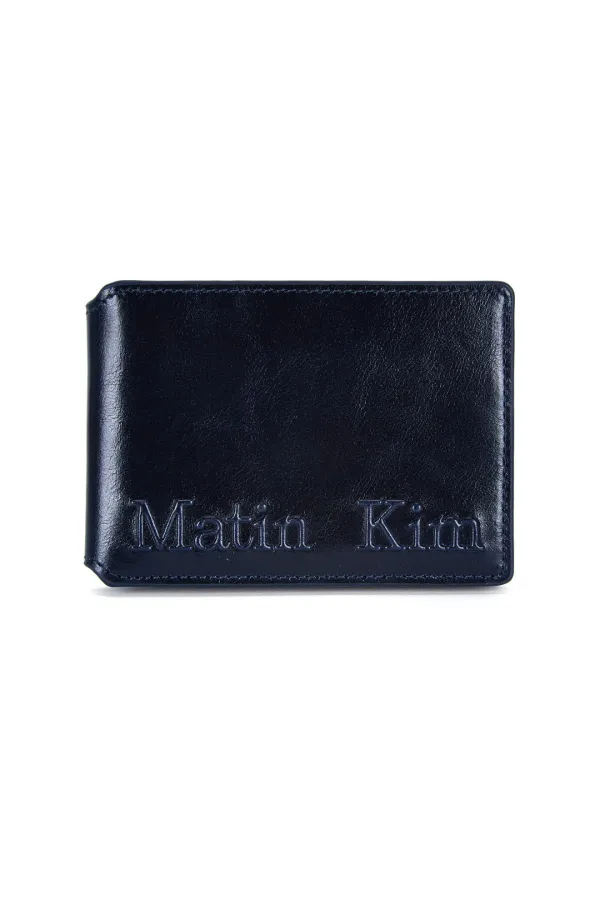 EMBOSSED LOGO BUSINESS WALLET IN NAVY