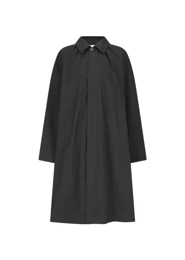 Cotton nylon shirring coat, Black