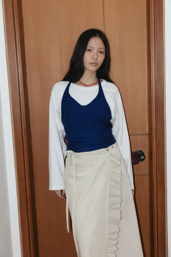 Classic Cotton Raglan Tee (White / Ivory / Dark Gray)