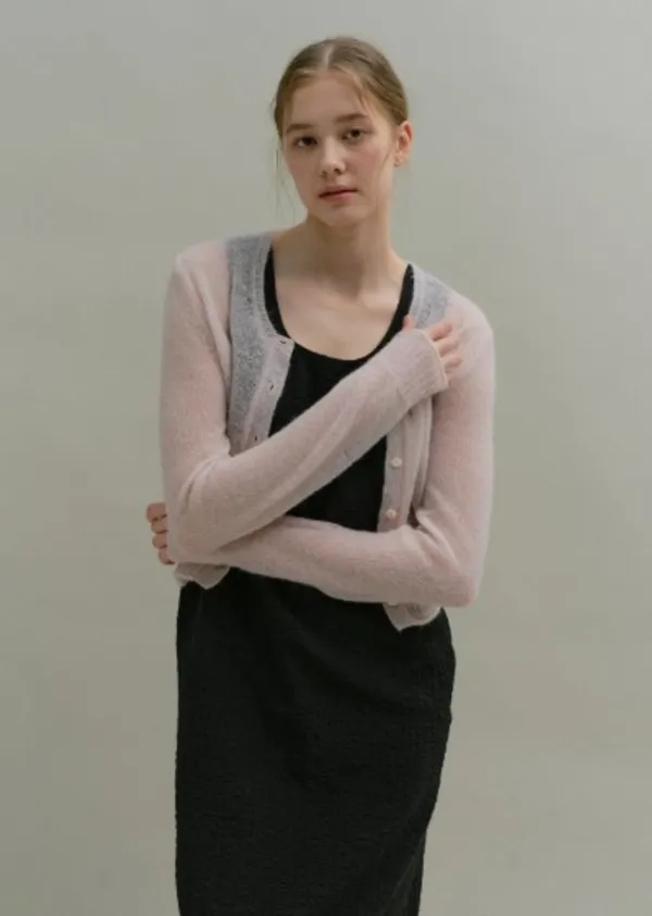 MOHAIR SHEER CARDIGAN (soft pink)
