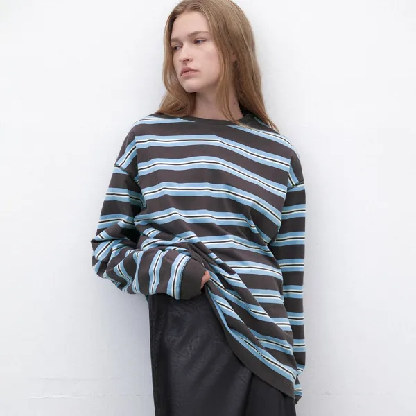 (T-7127)STRIPE RELAXED TEE