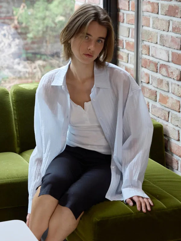 A SHEER LOOSE-FIT SHIRT_LIGHT BLUE