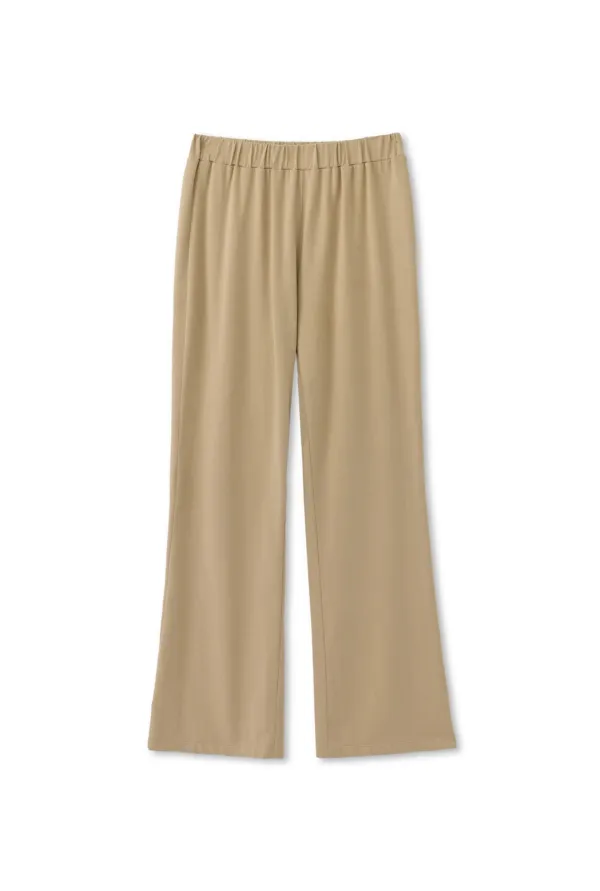 SOFT LAYERED FLARE PANTS (BEIGE)
