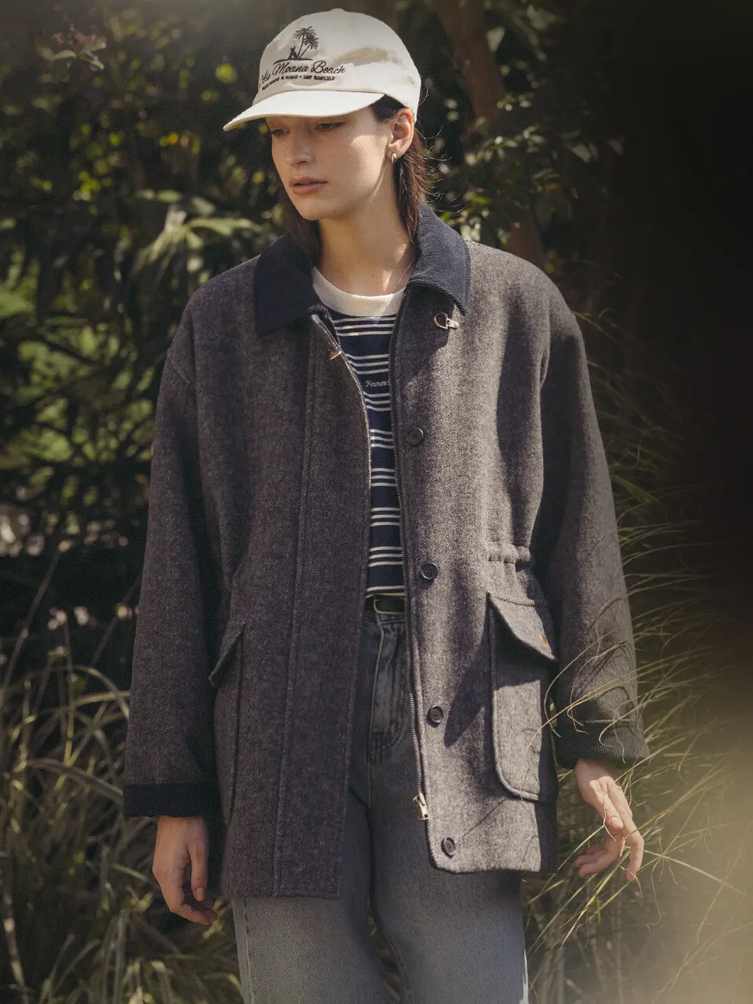 노운베러 Salt corduroy coloring collar half coat_Charcoal 상품 이미지 1