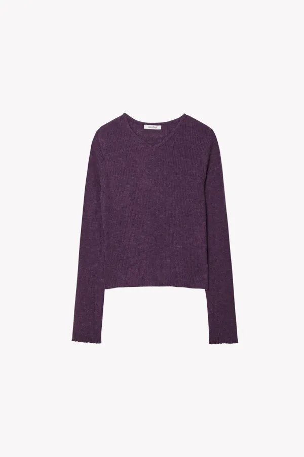 Maro Baby Alpaca Rib V neck Knit (Purple)