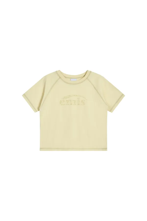 (W) COASTAL COVER STITCH T-SHIRT-YELLOW