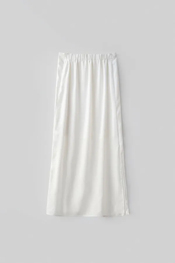 Nadia jacquard satin long skirt (ivory)