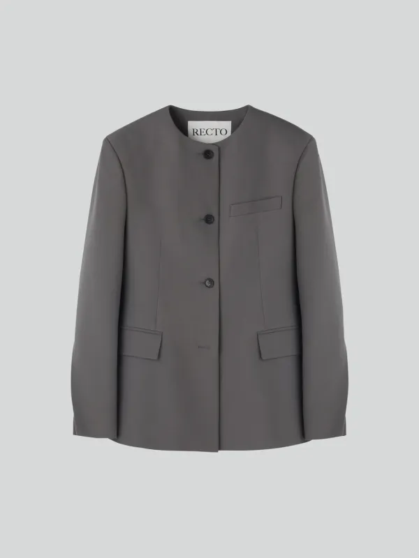 COLLARLESS SINGLE JACKET (TAUPE GREY)