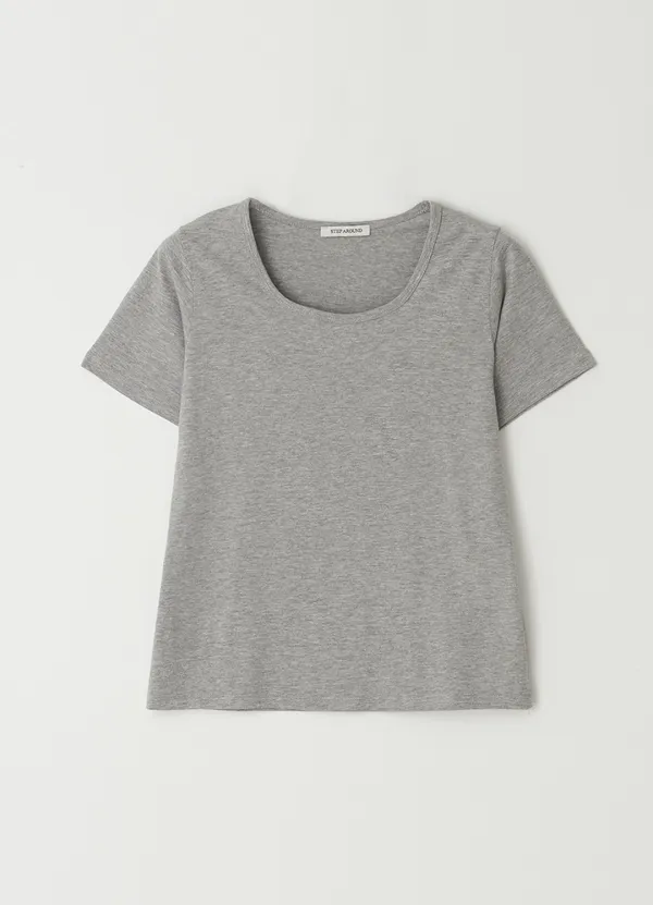 Square neck comfortable T-shirts_GREY