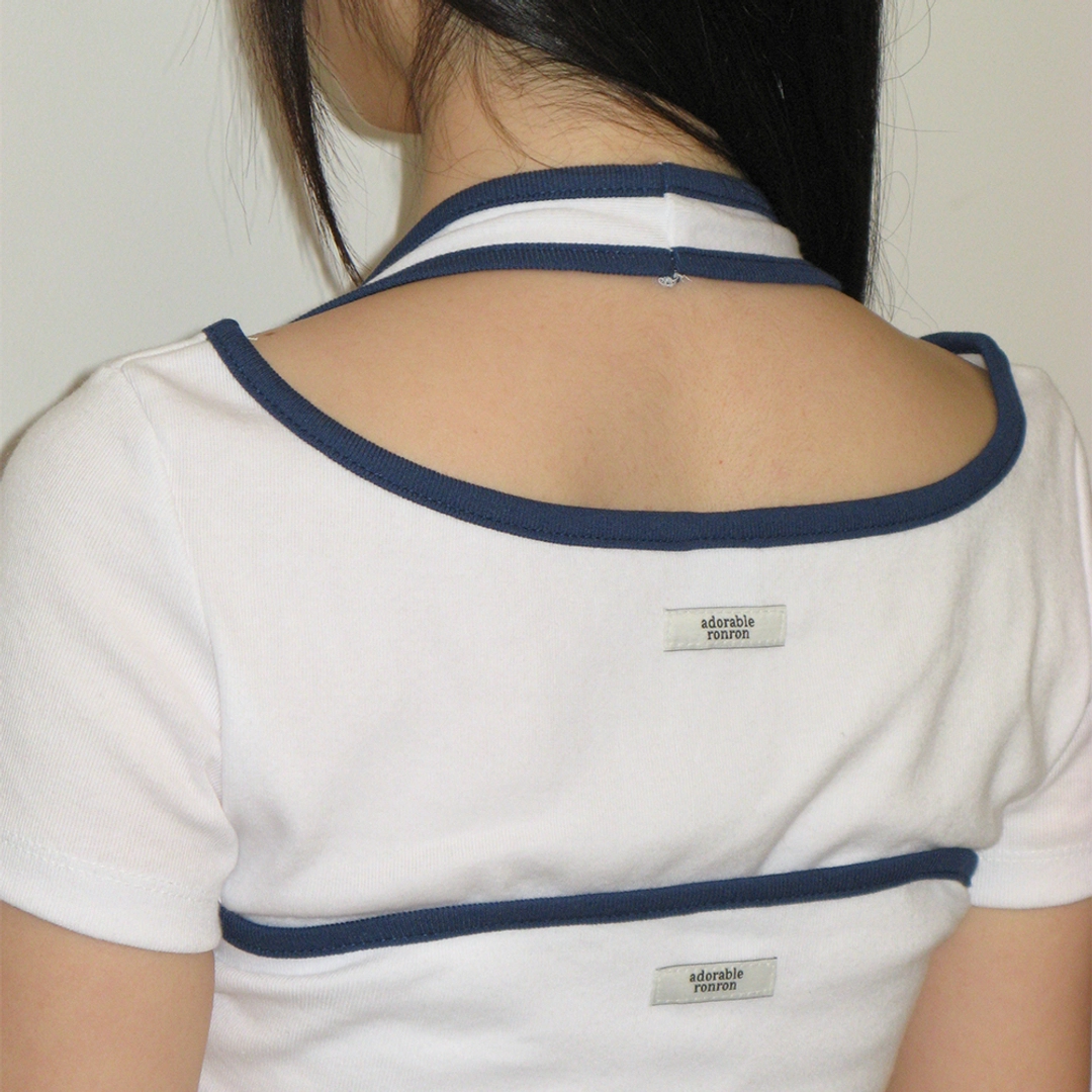 론론 LAYERED HALTER RINGER T SHIRT WHITE 상품 이미지 2