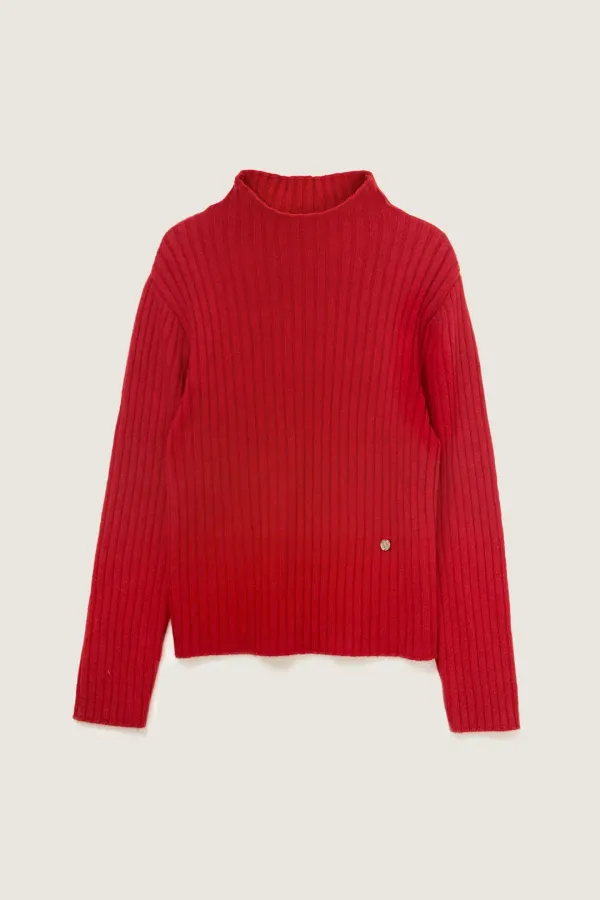 Ribbed turtleneck knit (레드)